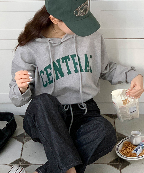 Unique1535 센트럴 스트링 크롭후드~