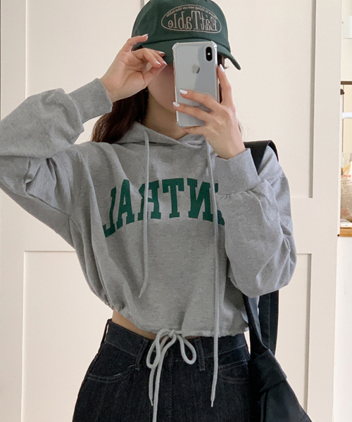 Unique1535 센트럴 스트링 크롭후드~