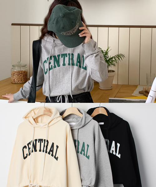 Unique1535 센트럴 스트링 크롭후드~