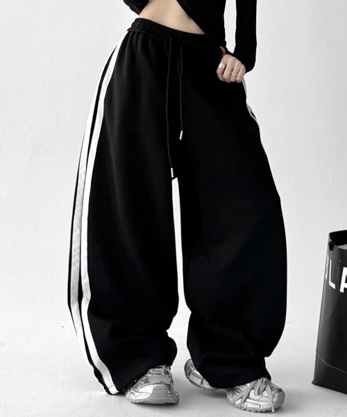 Unique1543 투라인 심플 스트링팬츠~