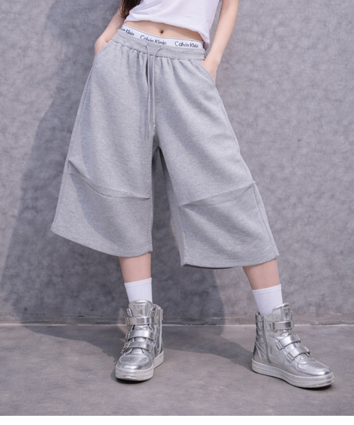 Unique1564 와이드 폴드 버뮤다팬츠~