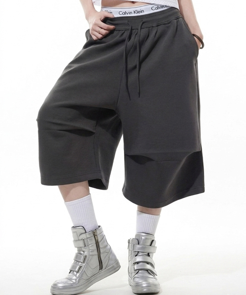 Unique1564 와이드 폴드 버뮤다팬츠~