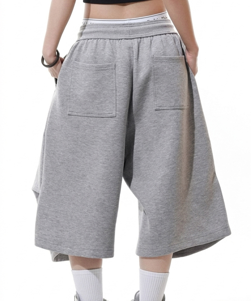 Unique1564 와이드 폴드 버뮤다팬츠~