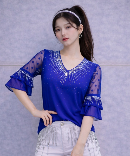 Unique1570 핫피스 망사 프릴도트티~