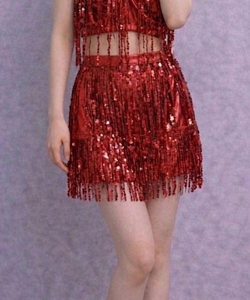 Unique1573 2단 스팽글 수술스커트~