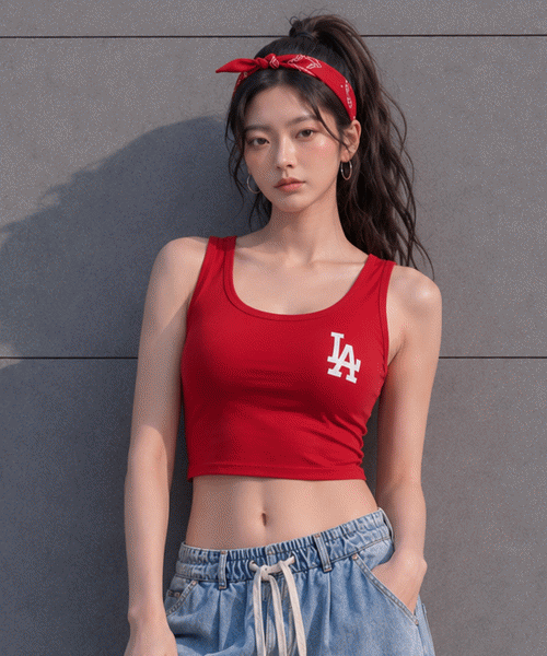 Unique1586 LA 슬림핏 컬러크롭나시~
