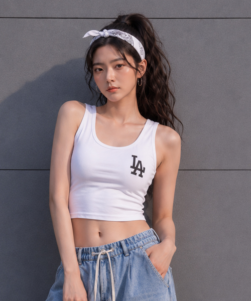 Unique1586 LA 슬림핏 컬러크롭나시~