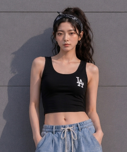 Unique1586 LA 슬림핏 컬러크롭나시~