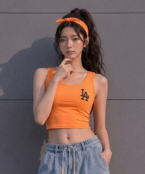 Unique1586 LA 슬림핏 컬러크롭나시~